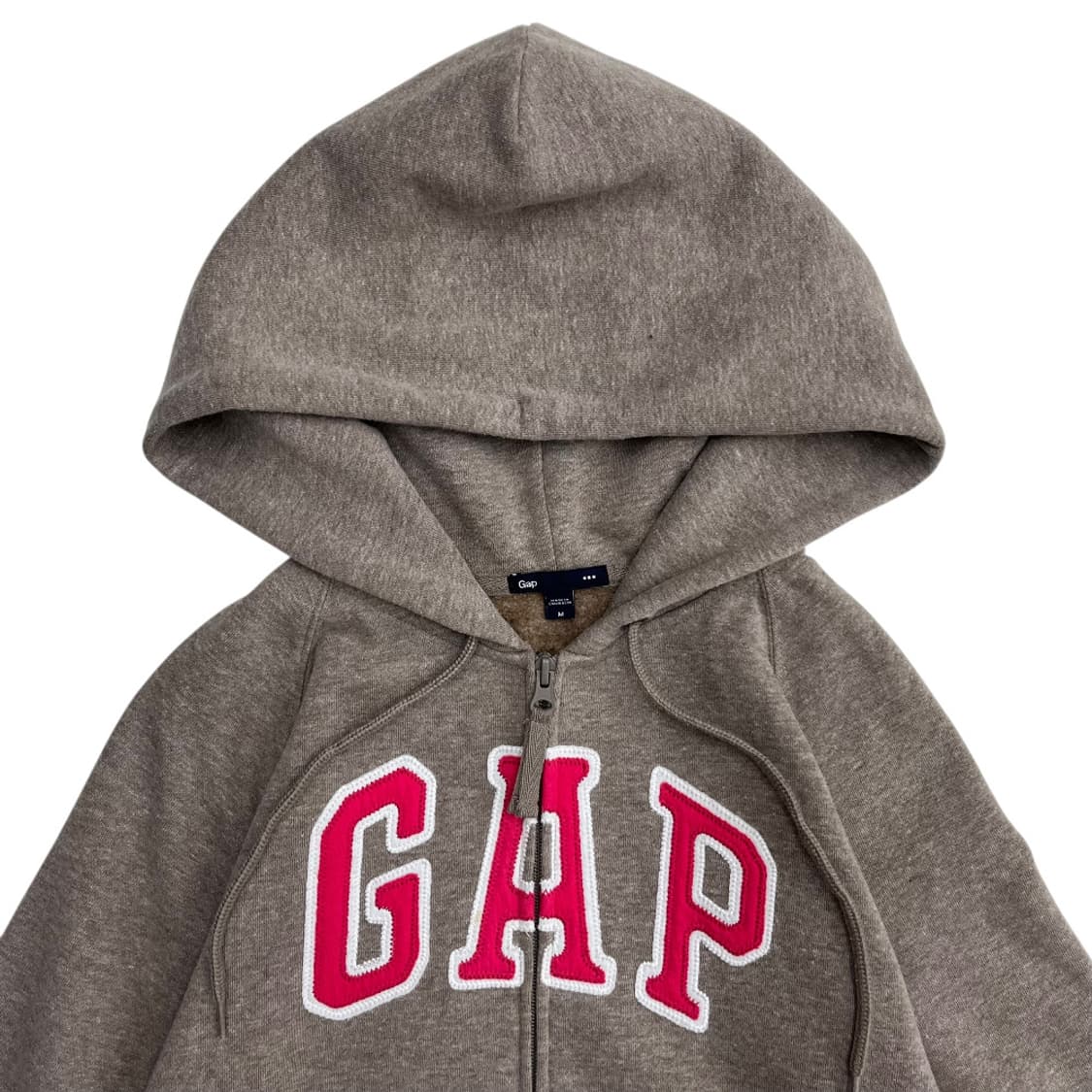 갭 핫핑크 센터로고 베이지 후드집업 M 상품이미지4
