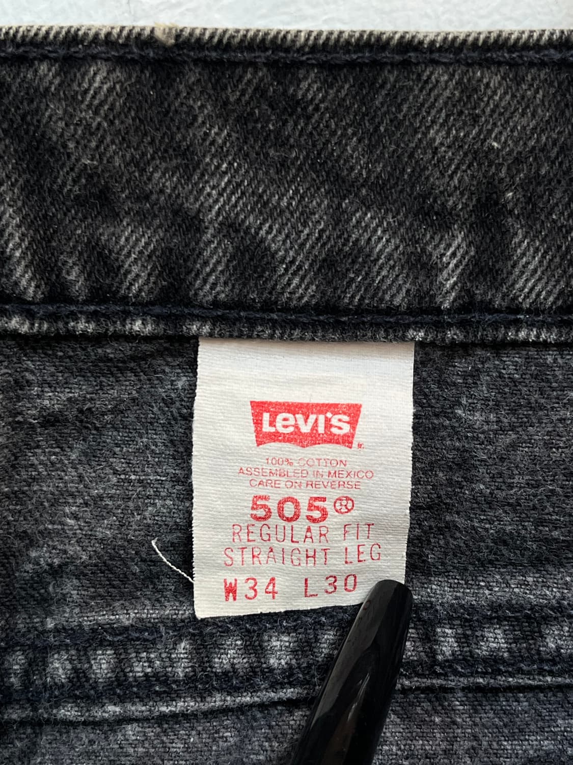 Levis 505 오렌지탭 레귤러 스트레이트 블랙 데님 진 34x30 상품이미지6