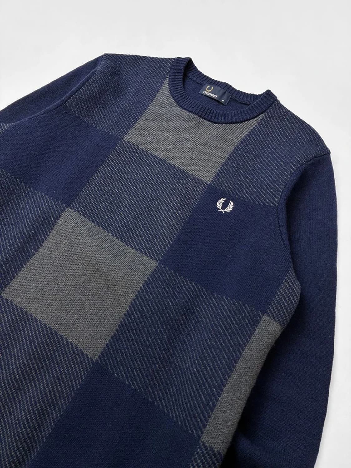 프레드페리 헤비 울 체크 패턴 라운드 니트 PN5195 상품이미지2