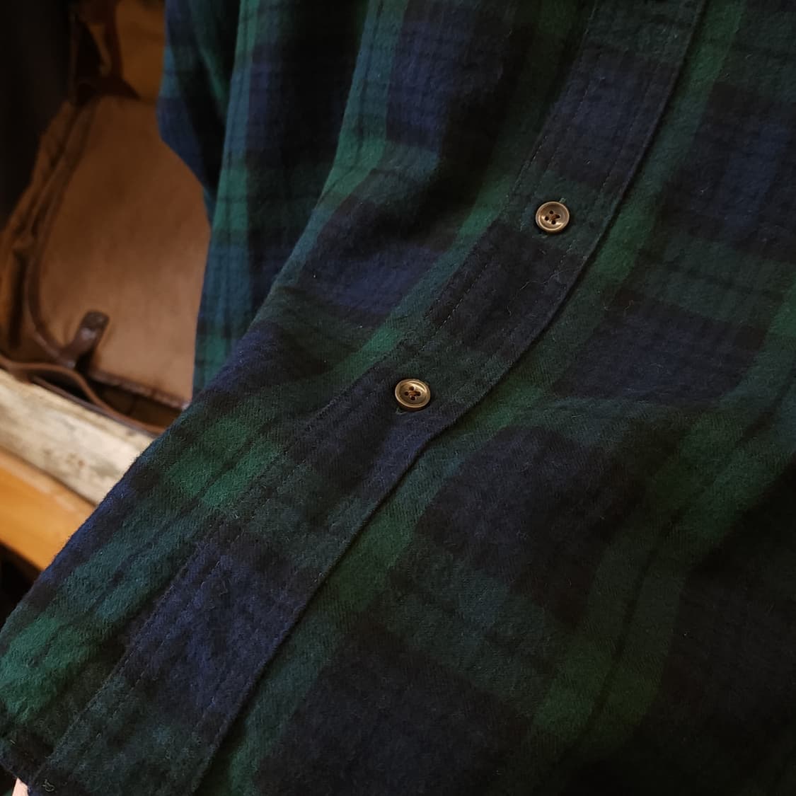 90s 엘엘빈 체크셔츠 플란넬 셔츠 헤비코튼 워크셔츠 블랙워치 패턴 xl 상품이미지9