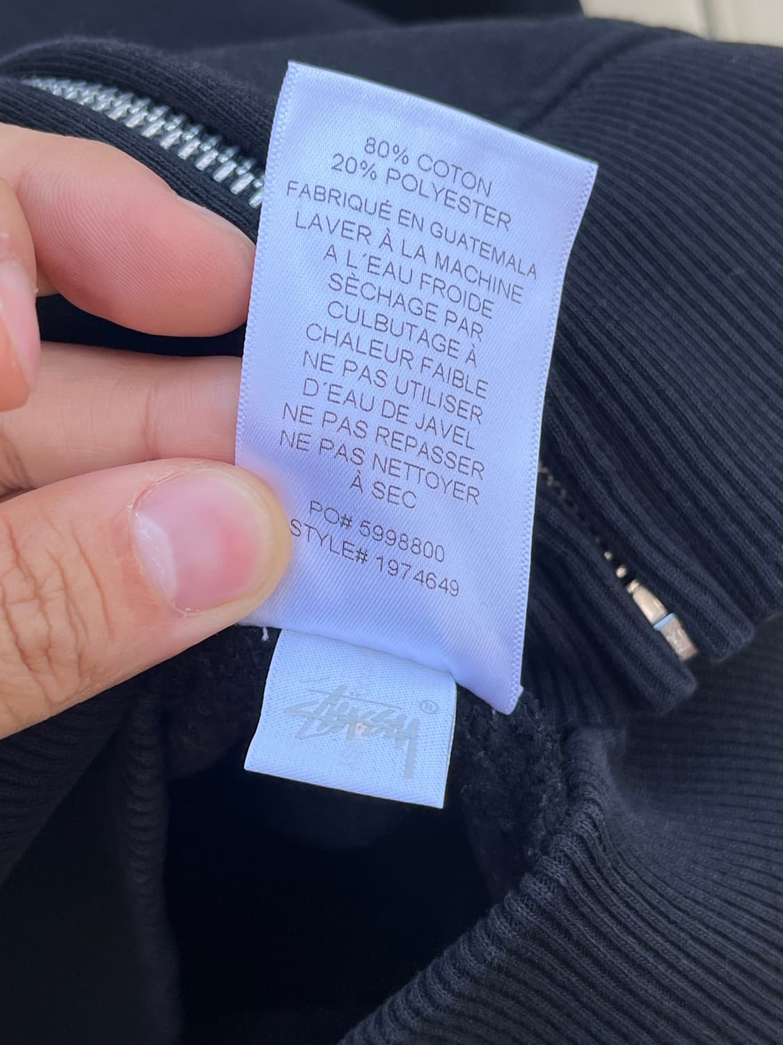 [L]스투시 빅로고 베이직 후드집업 블랙 상품이미지9