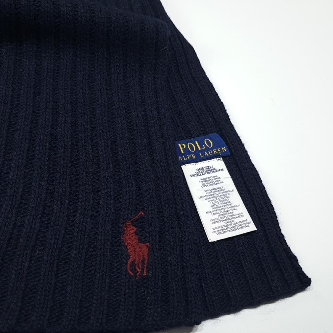 MX656 폴로 램스울혼방 리브 레드포니 네이비 머플러 목도리 상품이미지4