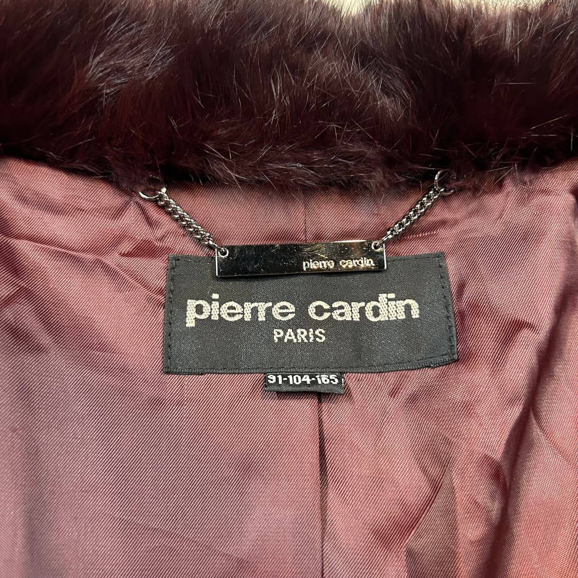 pierre cardin 버건디 토끼털 래빗 퍼 모피 자켓 상품이미지6