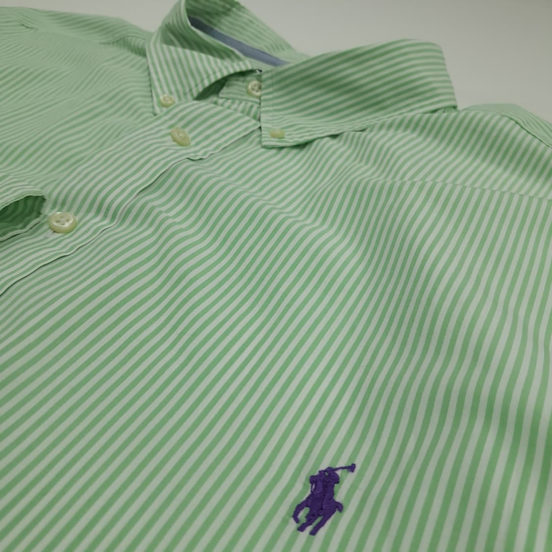 CN772 4XLT 폴로 랄프로렌 그린 스트라이프 긴팔 셔츠 남방 상품이미지5