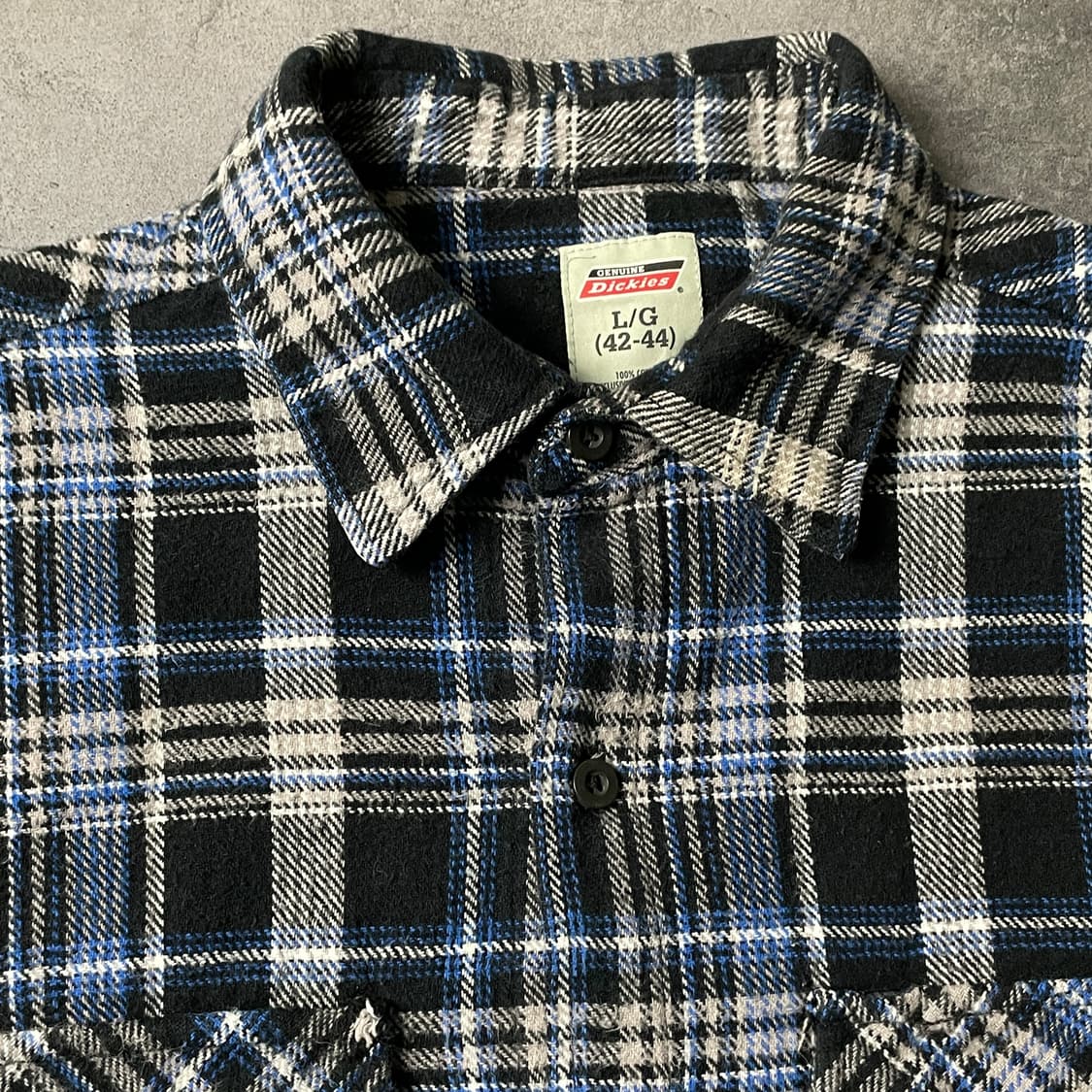 DICKIES 디키즈 블루 플란넬 코튼 체크 셔츠 A00796 상품이미지2