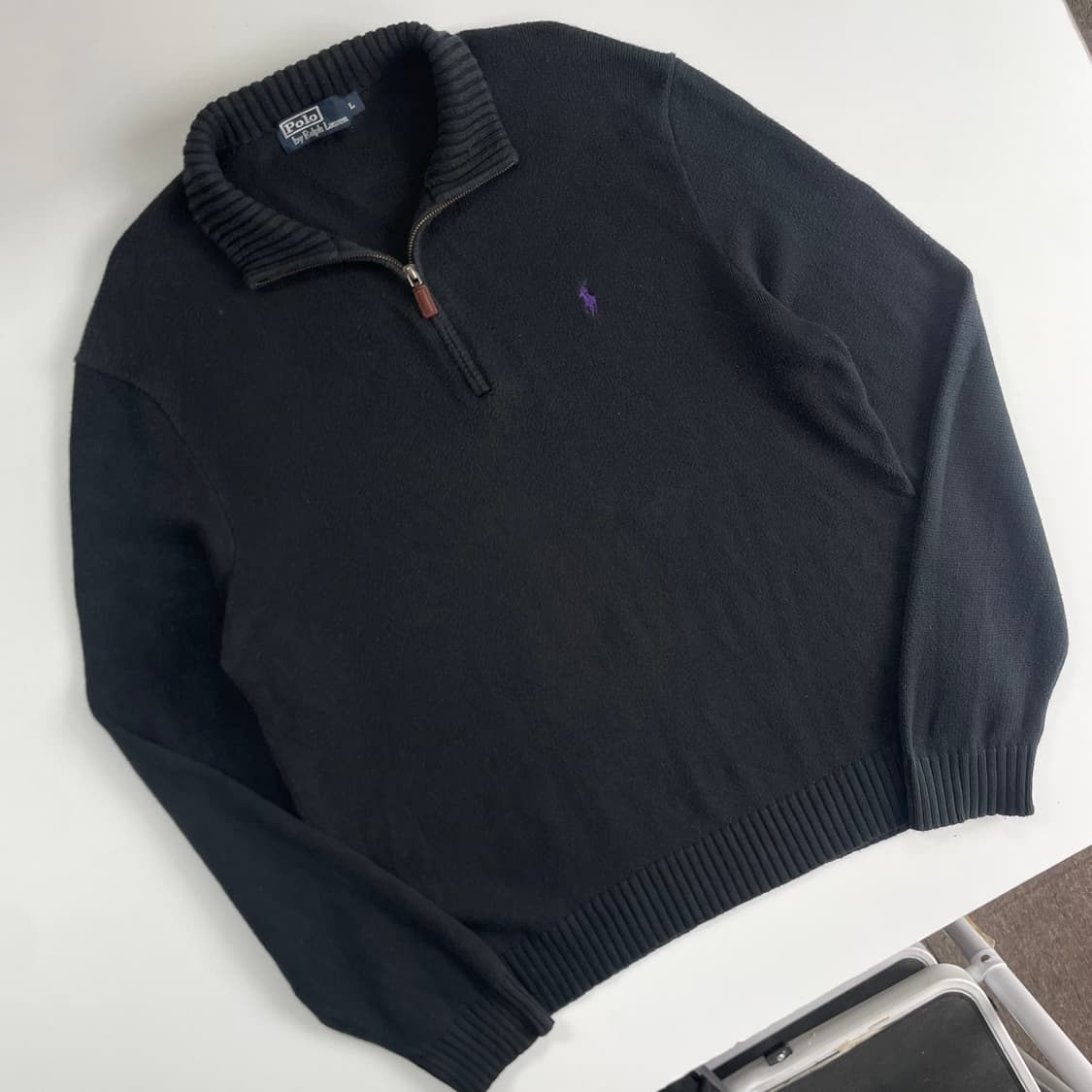 Polo 폴로 랄프로렌 블랙 쿼터집업 코튼 니트 상품이미지2