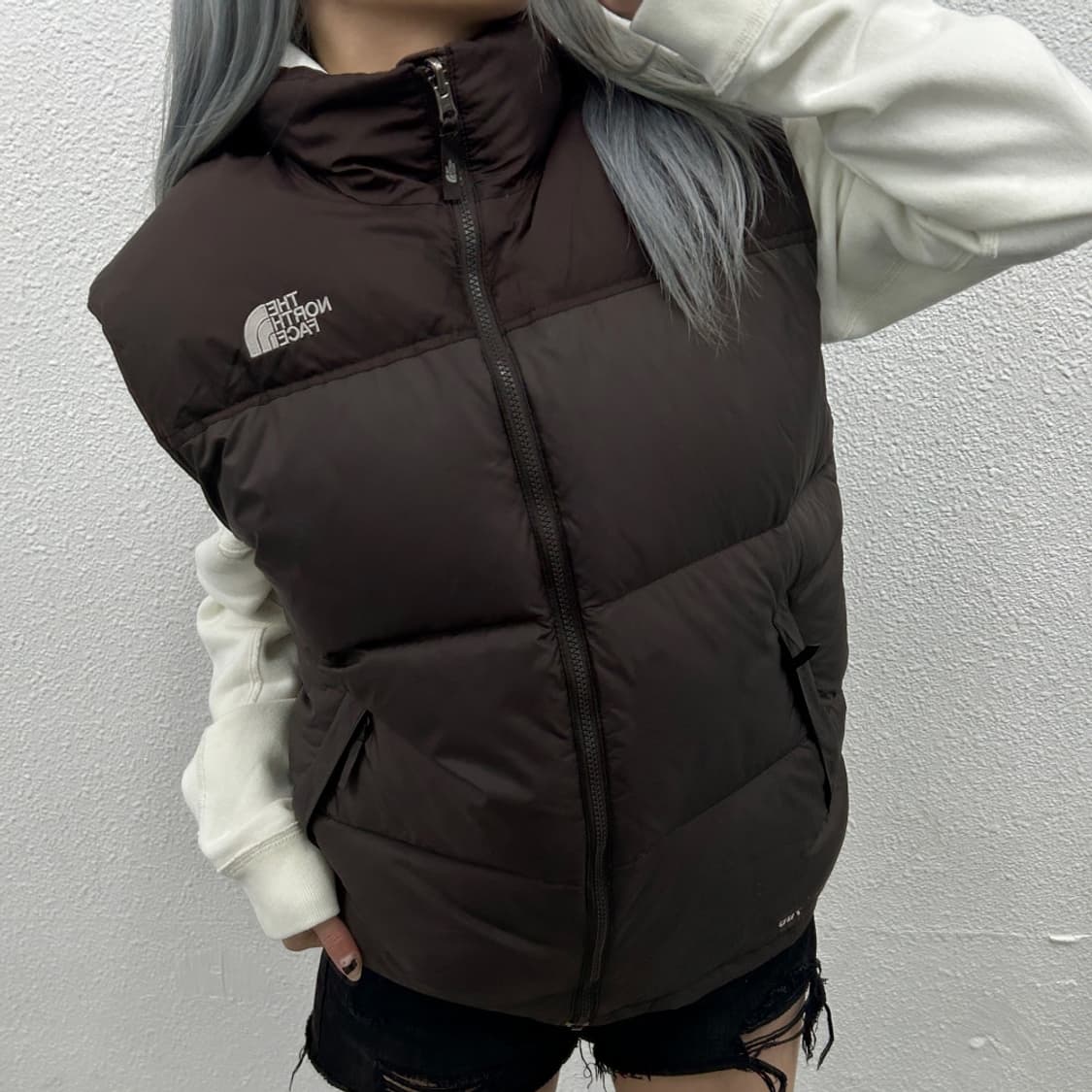 노스페이스 700 로고 초코맛 패딩조끼 L 상품이미지2