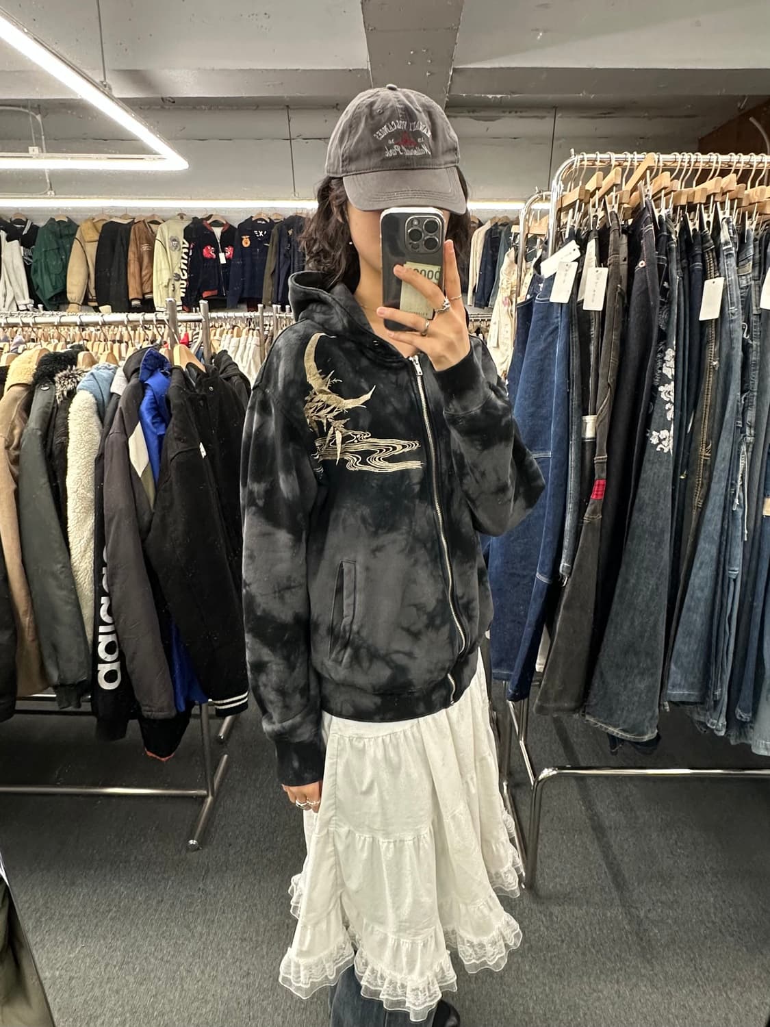 XL)카라쿠리 타마시 빈티지 오리엔탈 타이거 자수 후드집업 상품이미지1