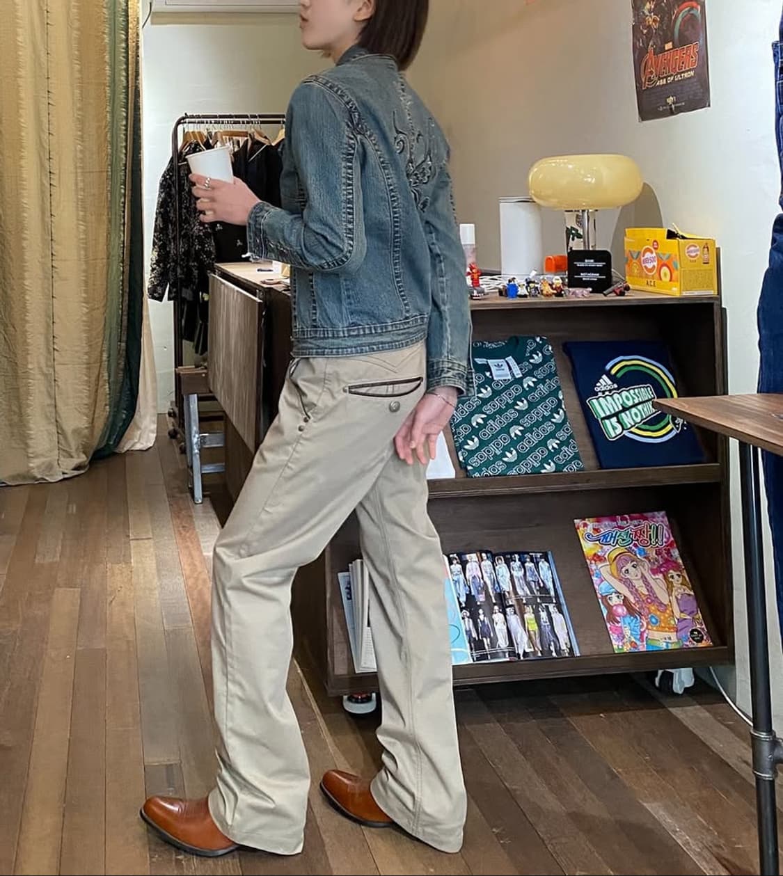 웨스턴  나비 자수 데님 자켓 상품이미지1