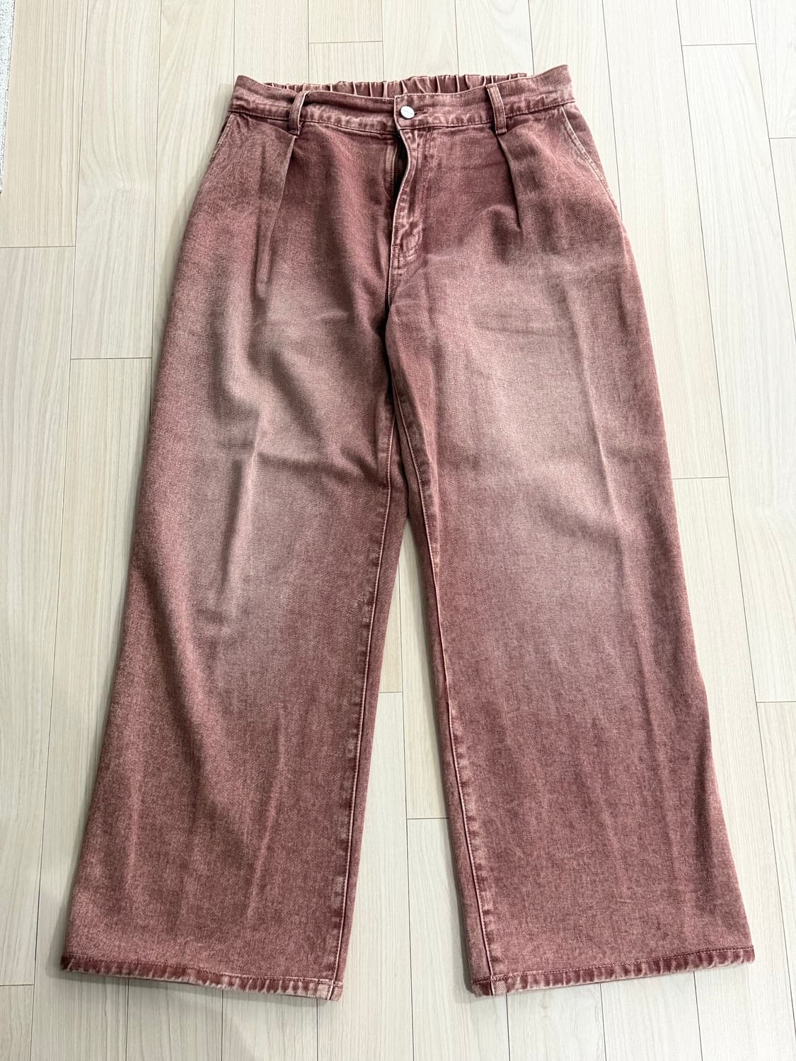 낫포너드 원턱 와이드 데님팬츠 워시드 핑크 상품이미지2