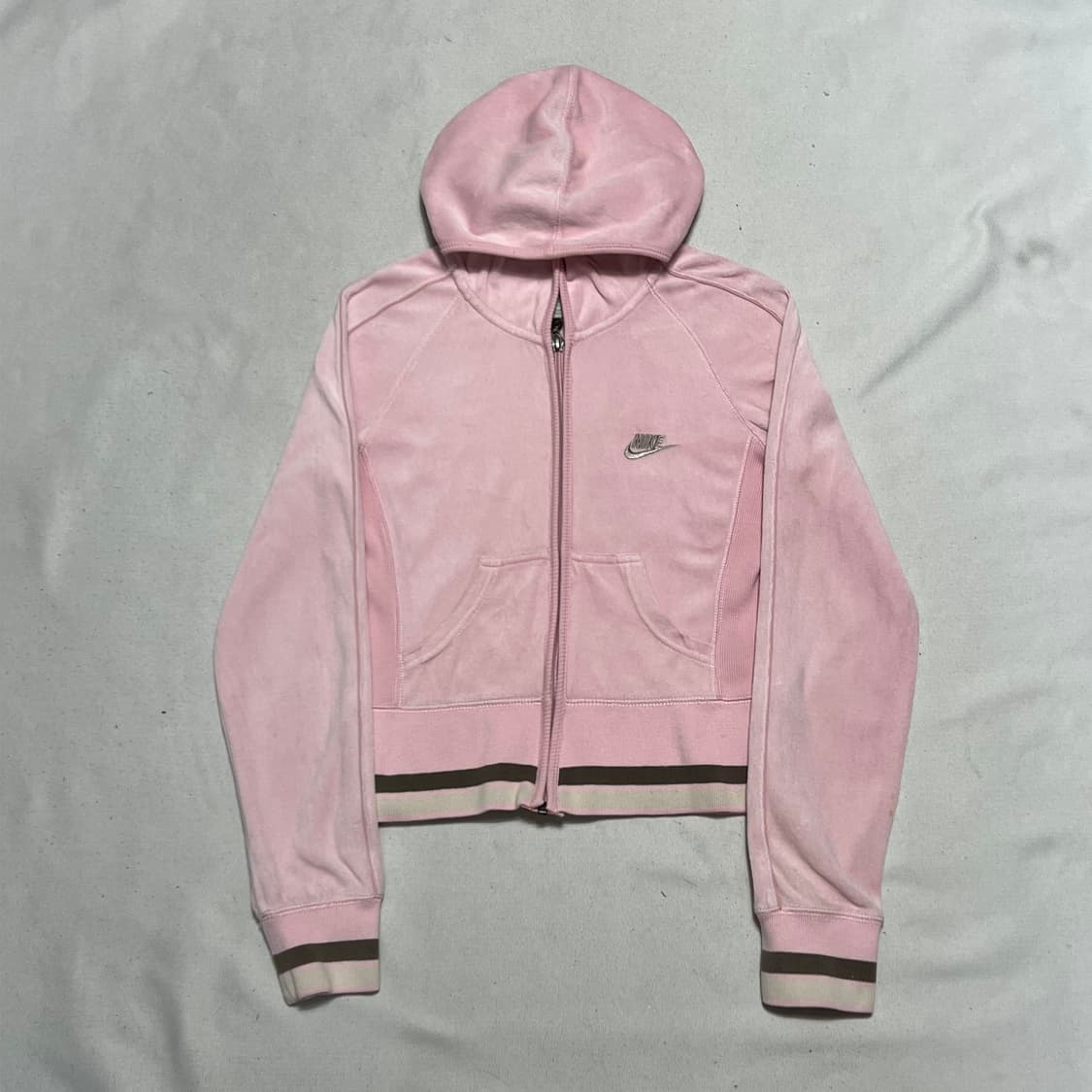 M 나이키 여성용 연핑크 벨벳 후드집업 상품이미지2
