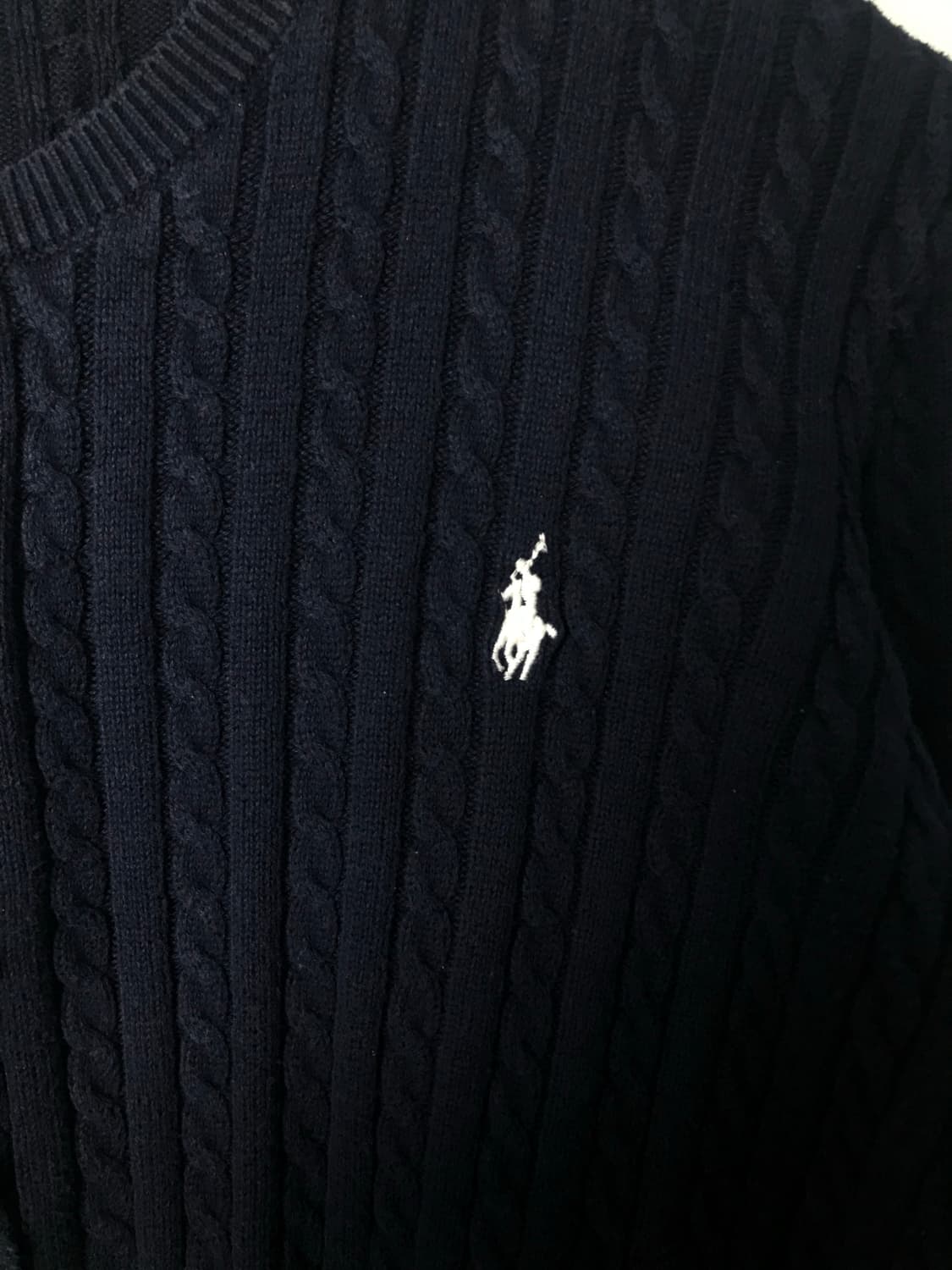 폴로 랄프로렌 QR 신형 네이비 꽈배기 니트 가디건 상품이미지3