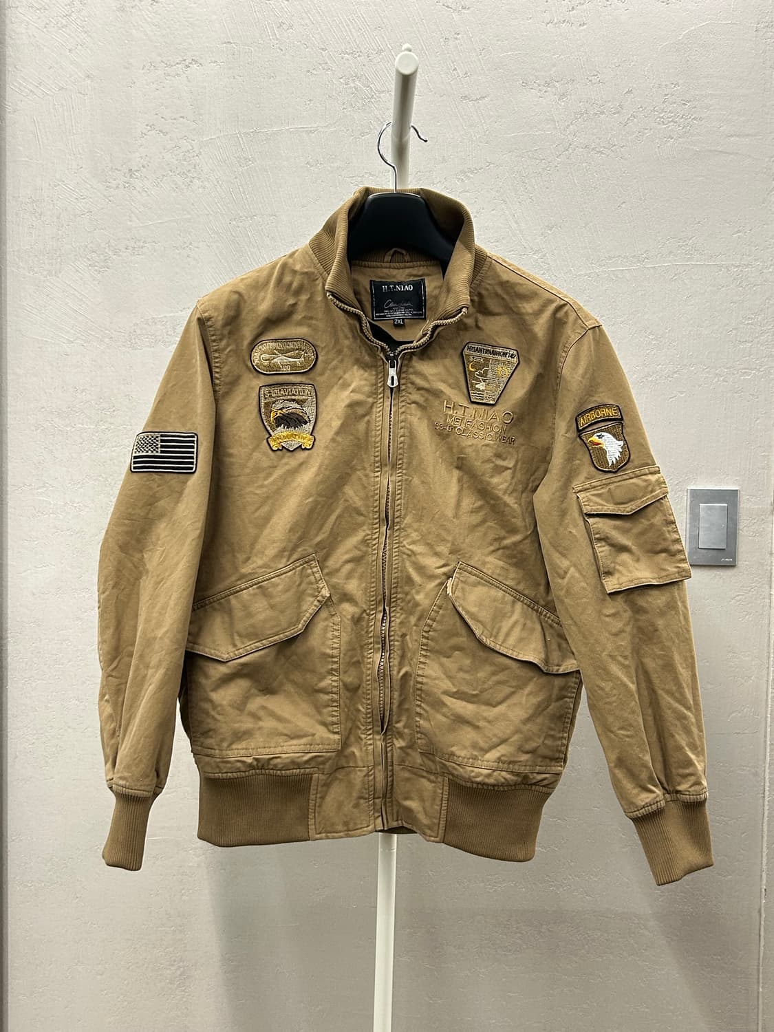 H.T.NIAO 밀리터리 패치 항공 자켓 탄 컬러 상품이미지2