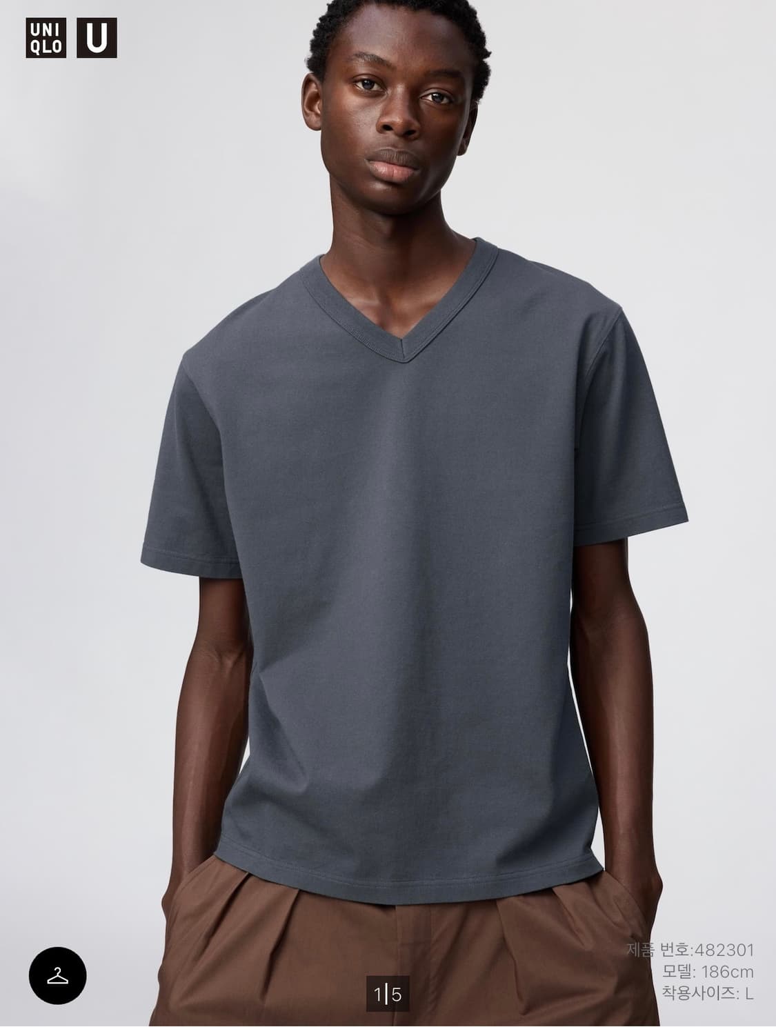 [4XL/2개일괄] 유니클로 U 브이넥 티셔츠 블랙 그레이 상품이미지3