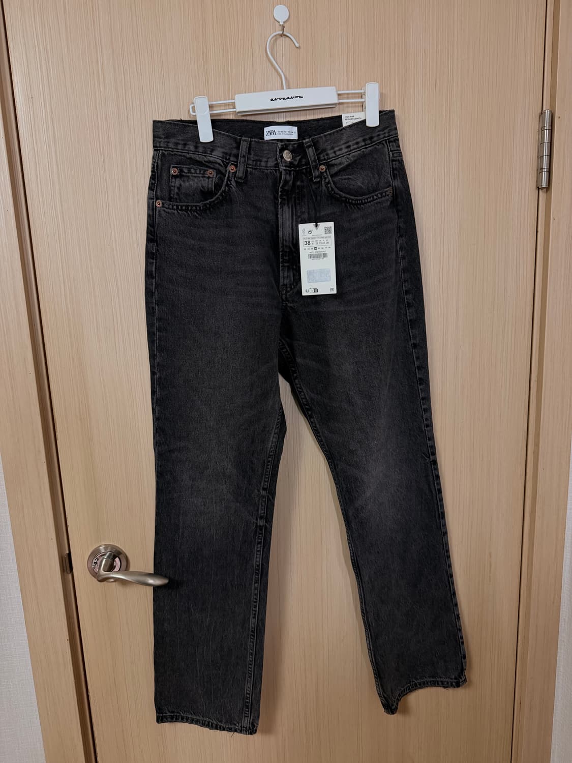 택o,28사이즈) 자라 여자 흑청 청바지 하이웨이스트 스트레이트 진 상품이미지5