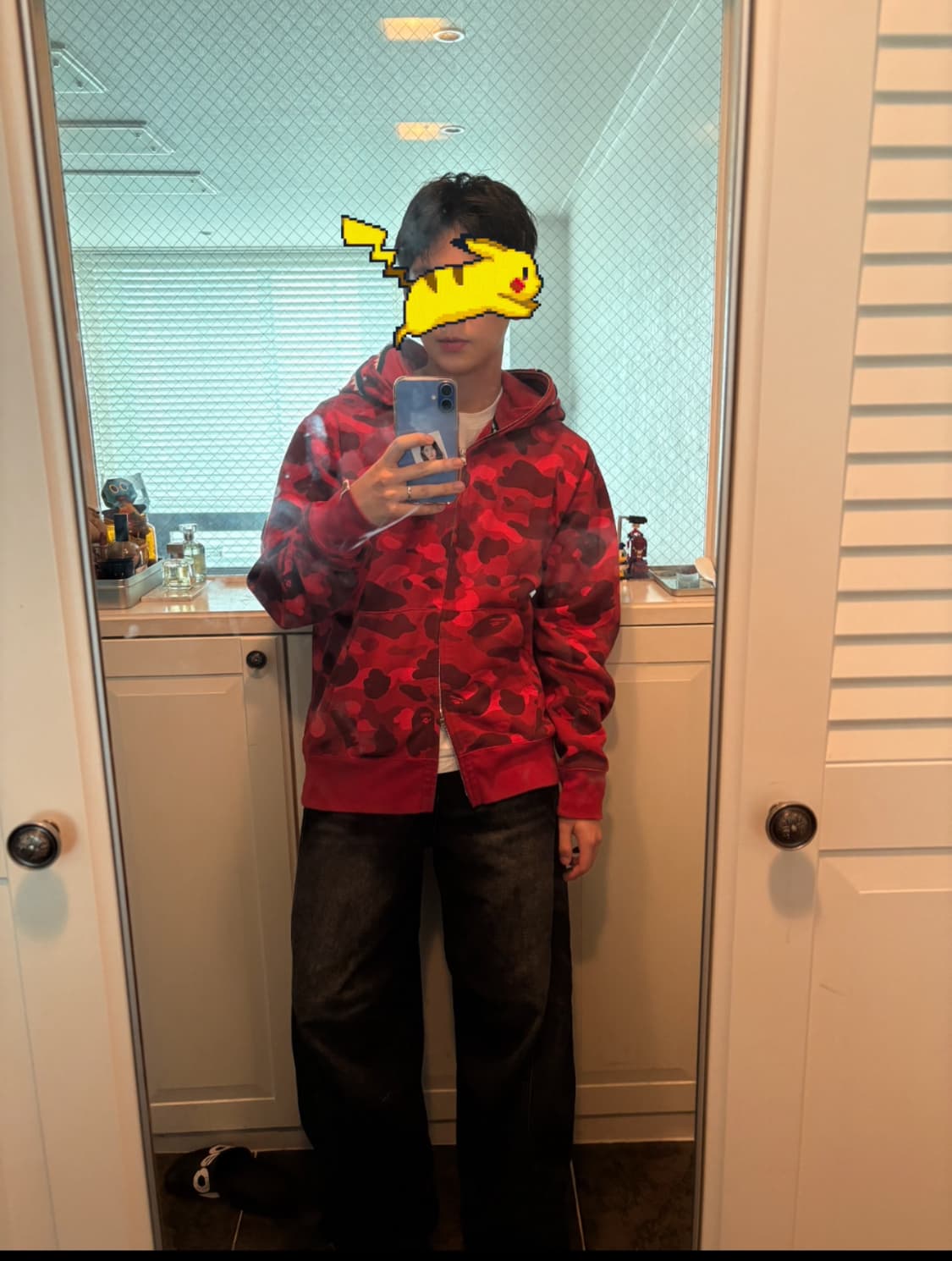 베이프 더블샤크 후드집업 레드 L 상품이미지1