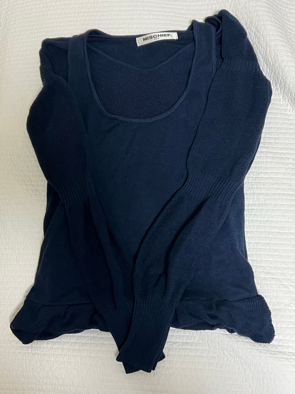 미스치프니트 RIPPLE LAYERED KNIT TOP_DEEP NAVY 상품이미지2