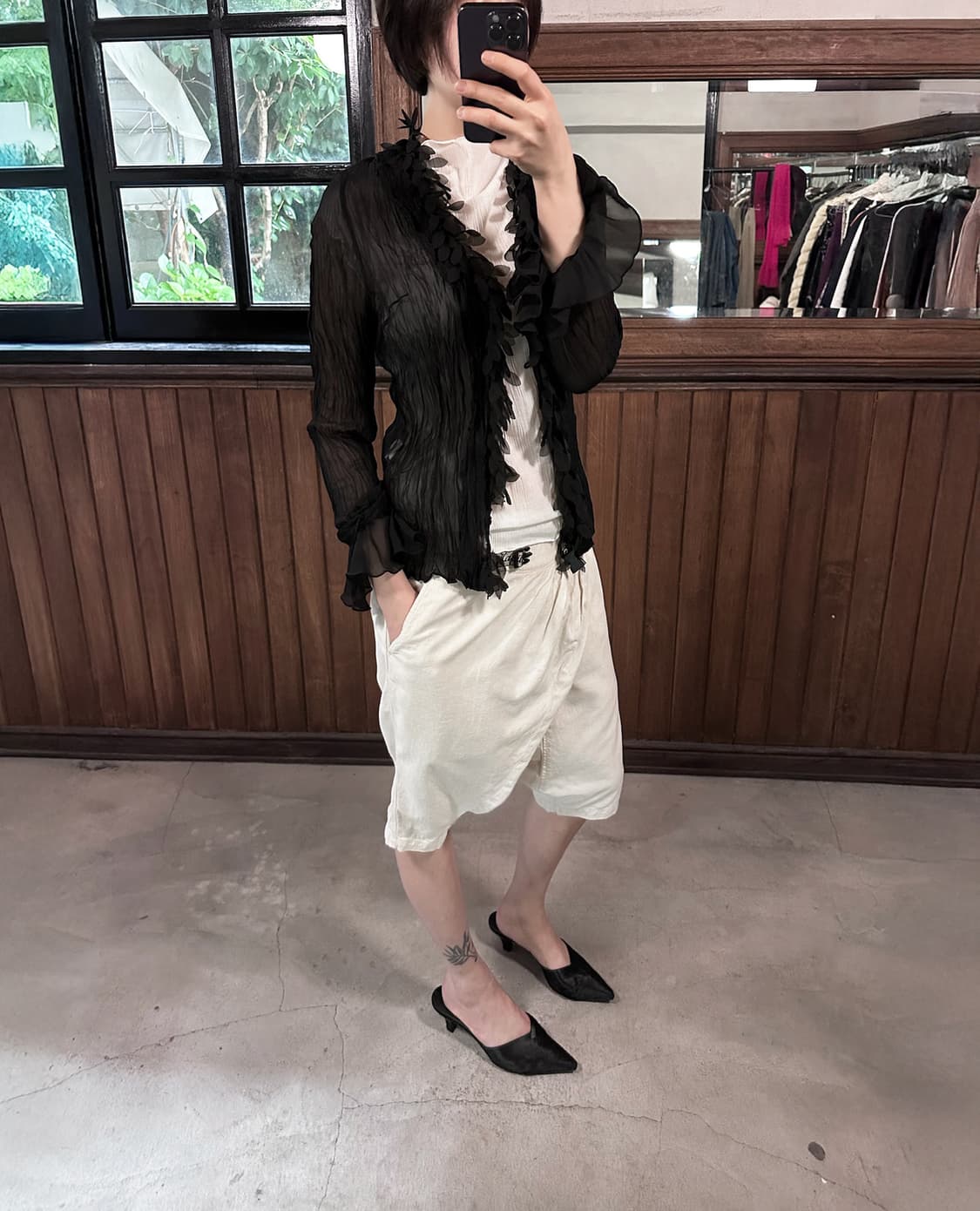 JPV sheer crinkle frill cardigan 상품이미지3