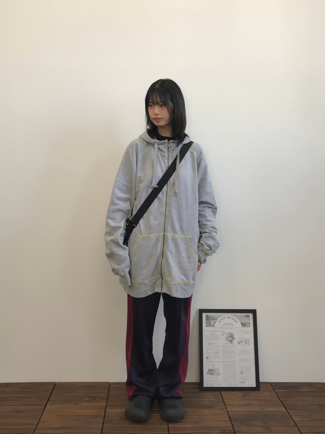 CSG Neon Stitch Half Zip Hoodie Gray 상품이미지1