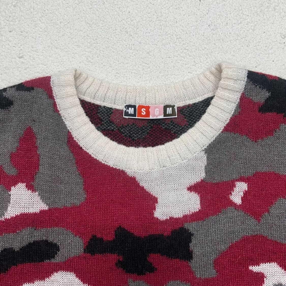 MSGM 레드 카모 플라쥬 모헤어 니트 OS 상품이미지3