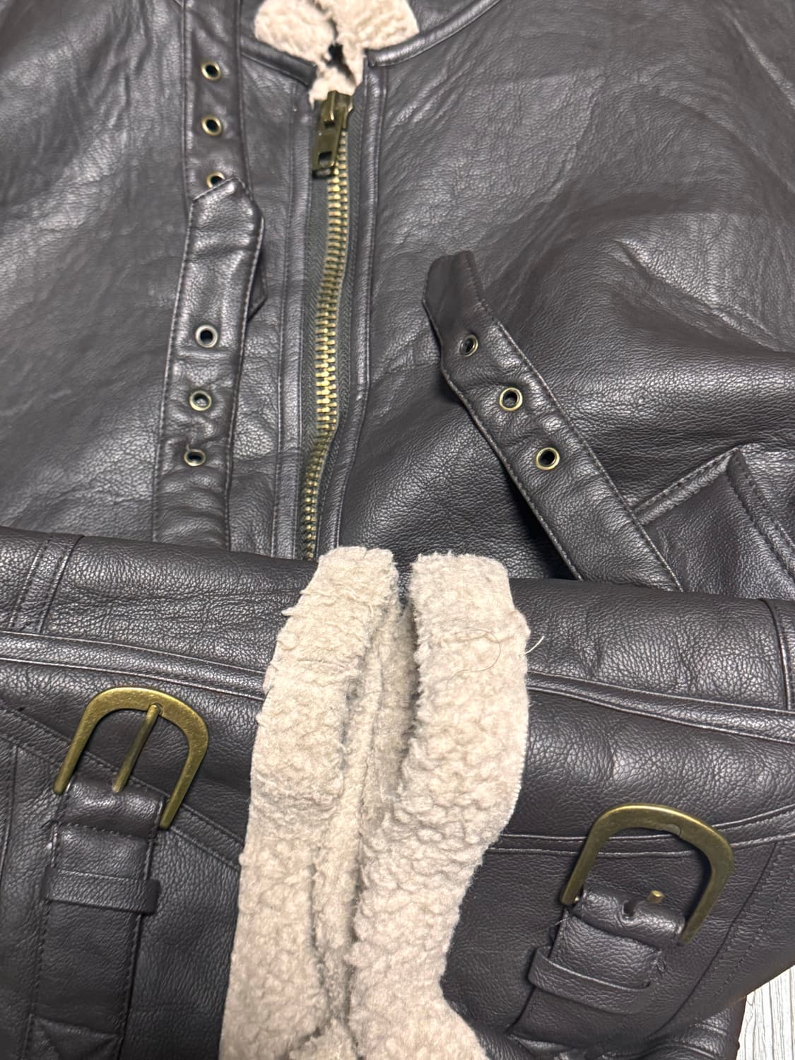 레더 브라운 무스탕 오버핏 자켓 상품이미지6