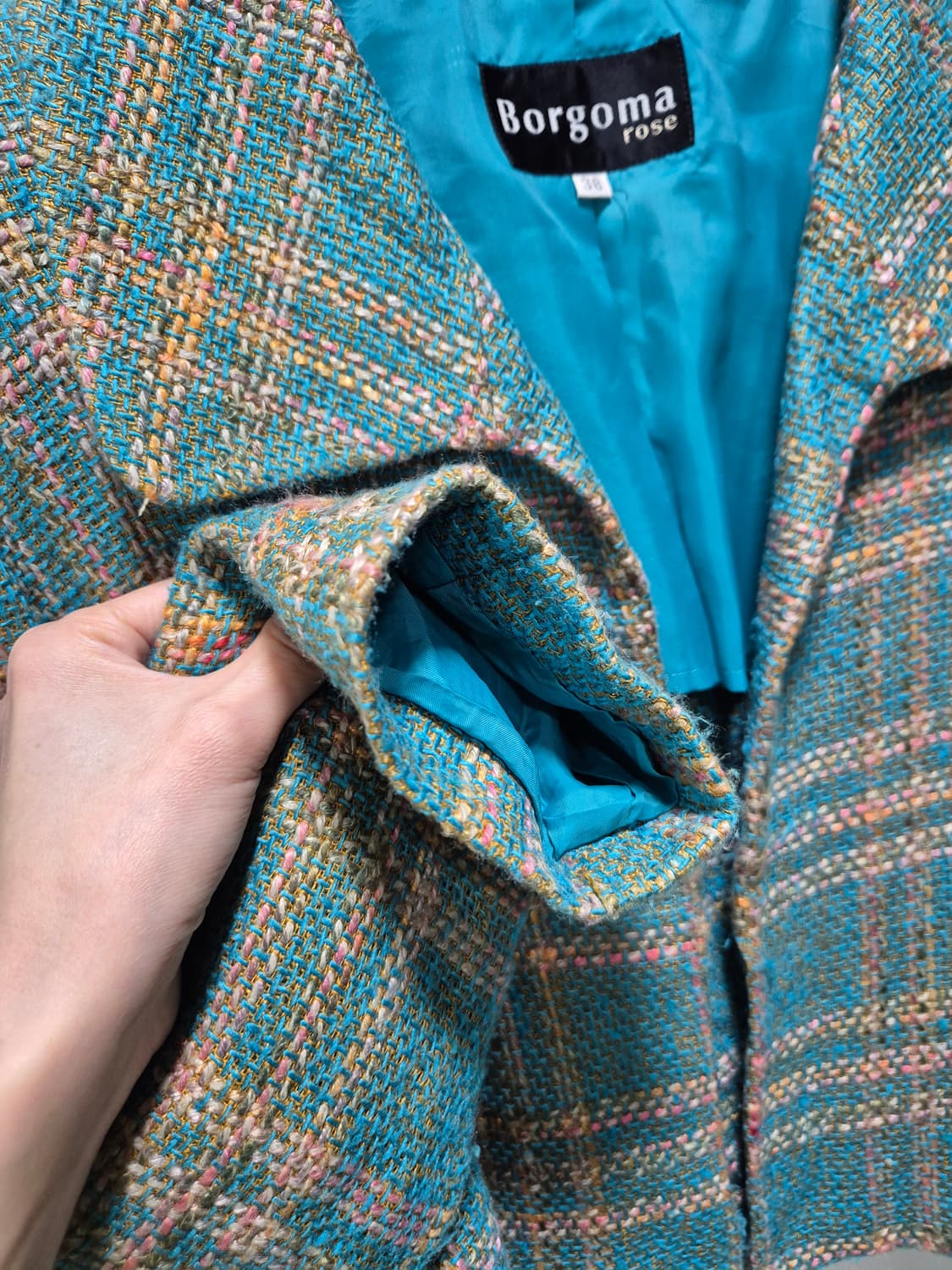 Borgoma 로즈 트위드 체크 자켓 상품이미지4