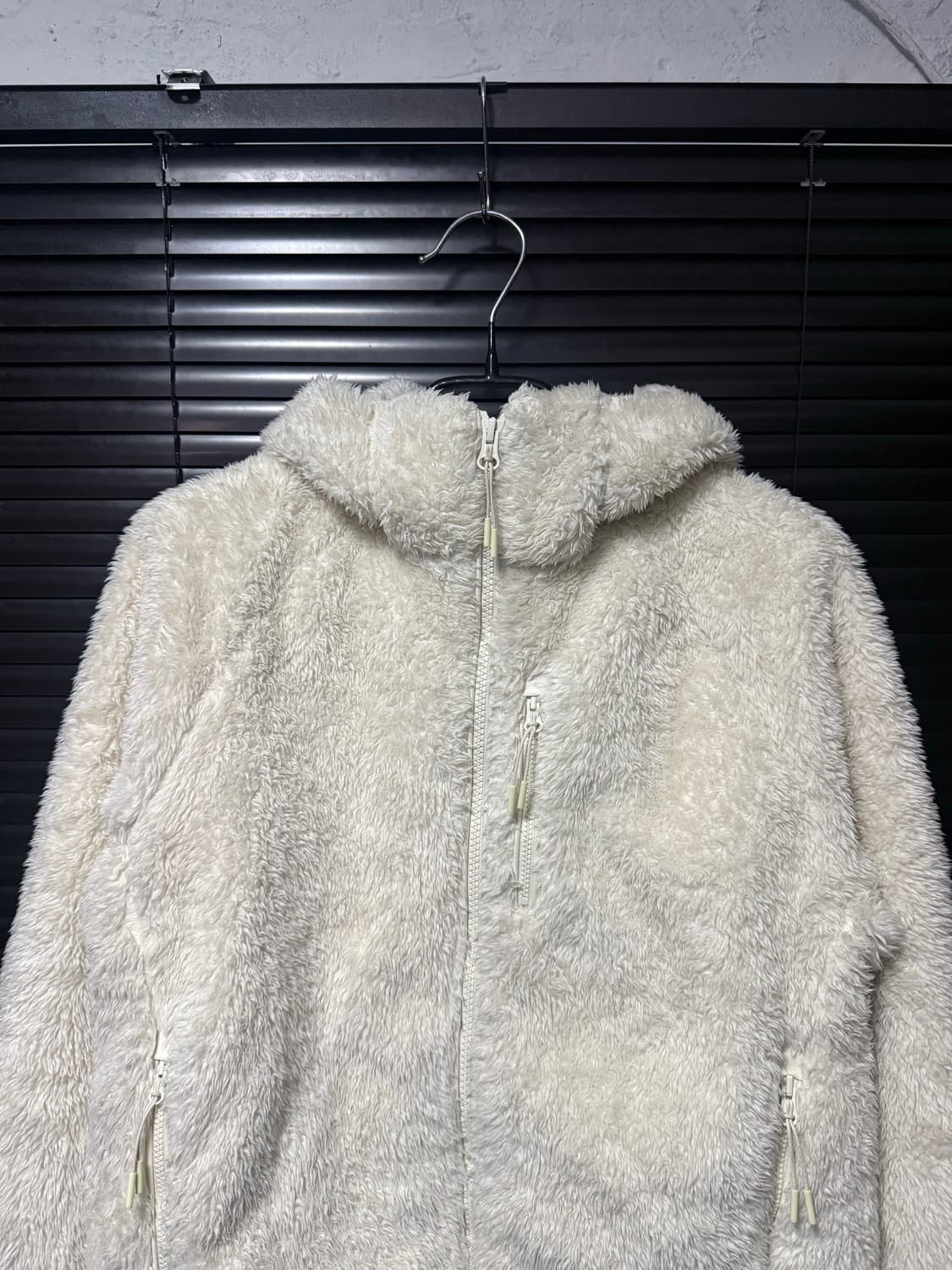 유니클로 털 후리스 플리스 후드 집업 자켓 S 아이보리 보온 후디 90  상품이미지3