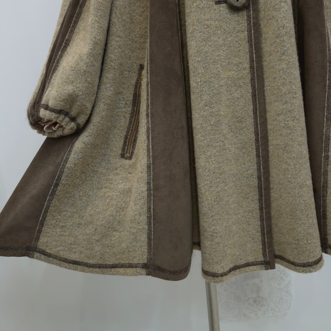 베이지 플레어 빅사이즈 울코트 상품이미지5