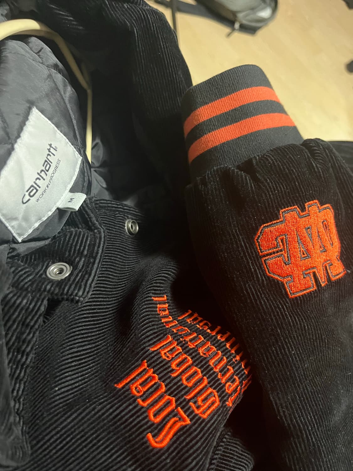 칼하트 letterman 레터맨 봄버 바시티 자켓 블 랙 M 상품이미지3