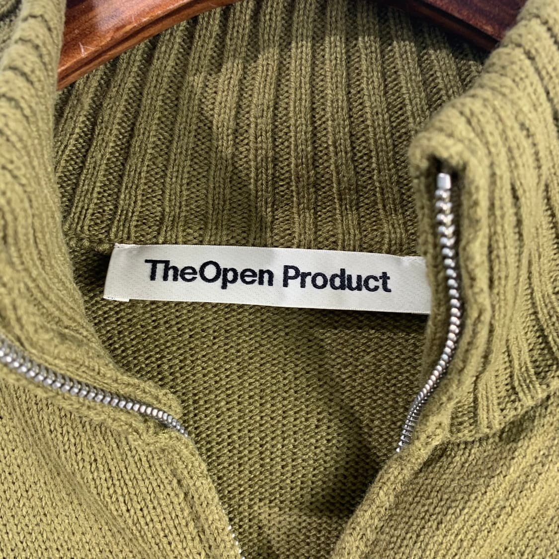 더오픈프로젝트(오픈와이와이) 카키 투웨이 가디건 니트 집업 상품이미지6