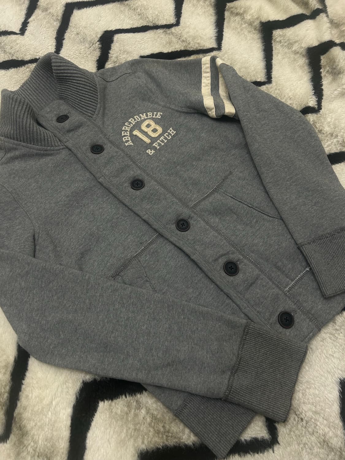 [S]아베크롬비 헤비코튼 숄카라 가디건 자켓/그레이/기모 상품이미지2