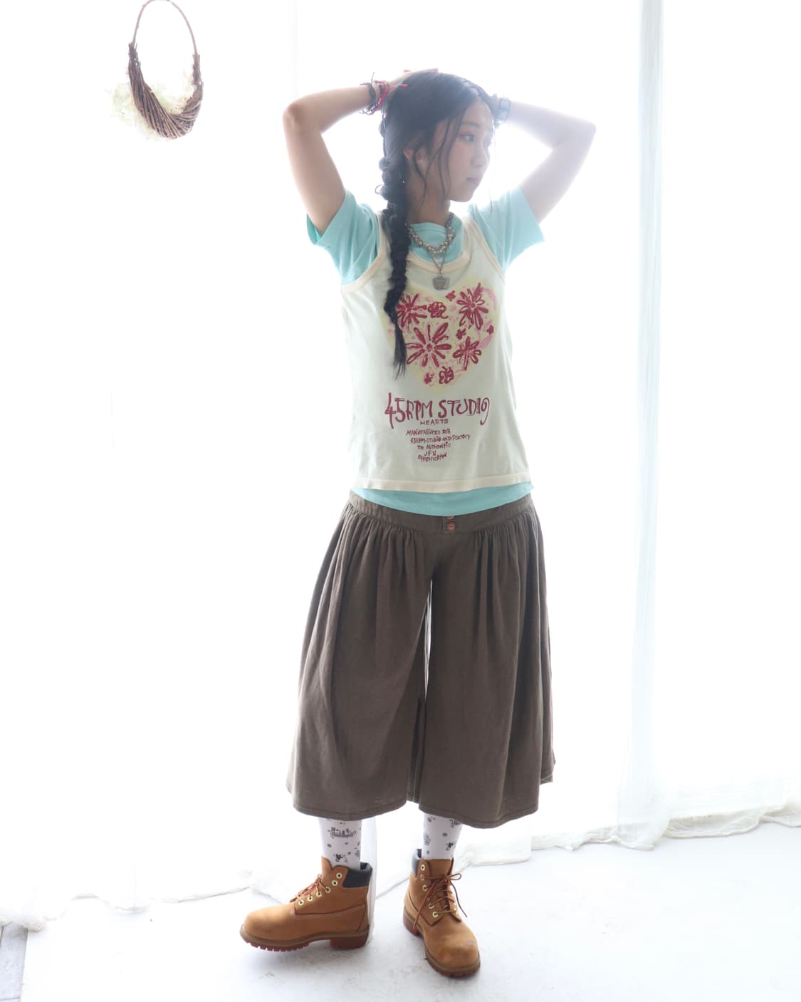 [45rpm] Butter Yellow Hearts Tank Top 상품이미지4
