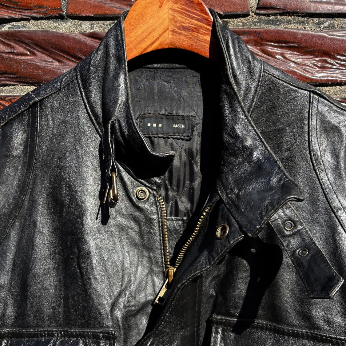90's Sasch 3D 포켓 레더 자켓 상품이미지4