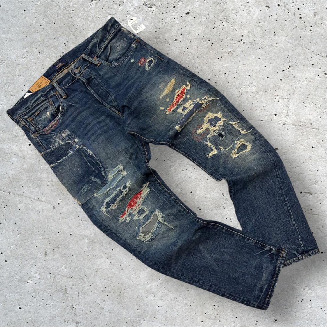 [34x30] 폴로 랄프로렌 패치워크 데미지 디스 데님 팬츠 B901 상품이미지1