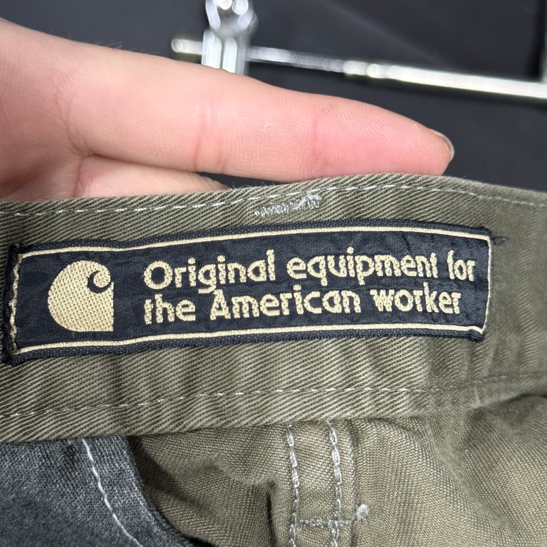 90-00s 칼하트 재팬 오리지널 레더탭 워크 와이드 카고 쇼츠 팬츠 상품이미지6