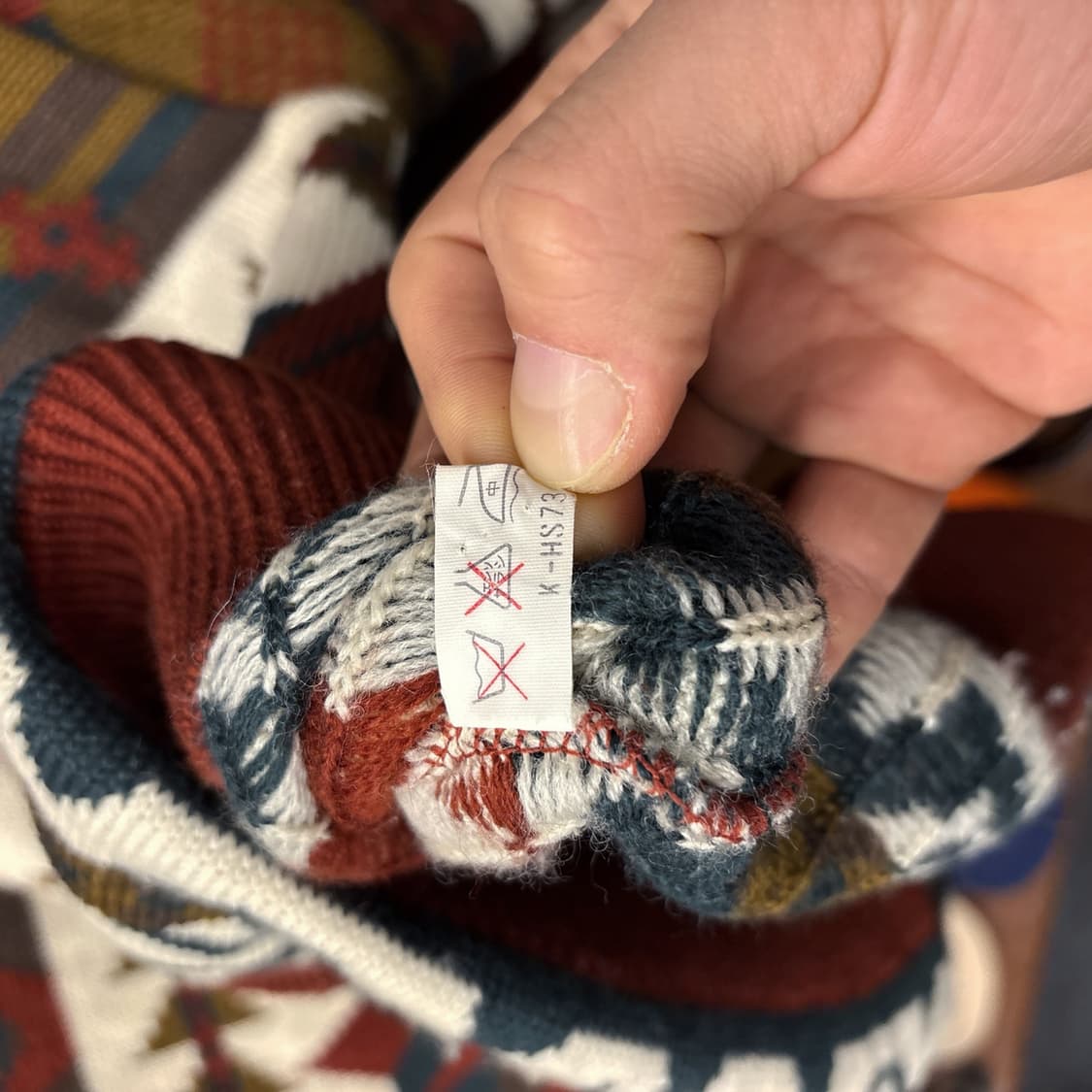 90s 빈티지 자카드 나바호 패턴 헨리넥 울 스웨터 상품이미지7