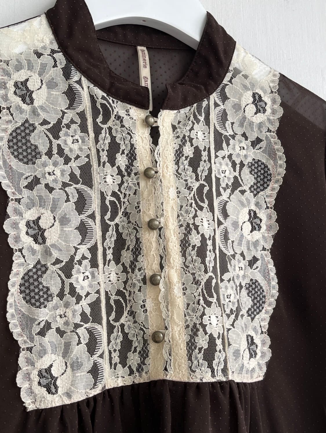 GAMINERIE 브라운 레이스 도트 블라우스 상품이미지4