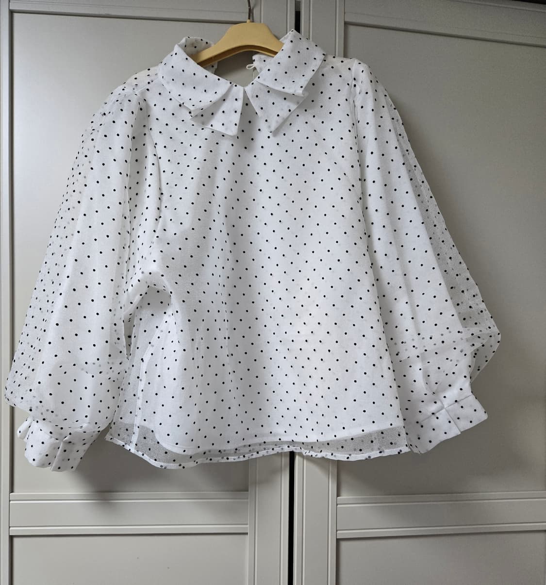 화이트 도트 셔츠 땡땡이 블라우스  상품이미지1