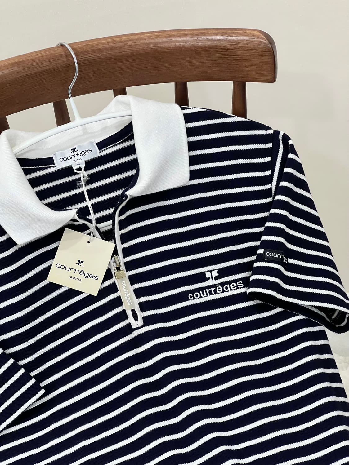 새상품 쿠레쥬 딥 네이비 스트라이프 하프 집업 꾸레쥬 상품이미지1