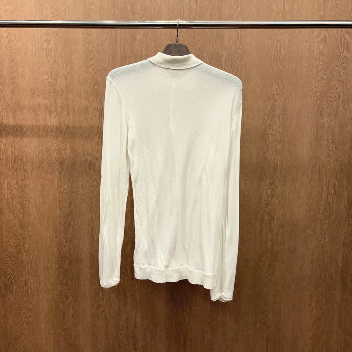 돌체앤가바나 코튼 긴팔 PK 티셔츠 슬림 라인 버튼 커프스 디테일 화이트 상품이미지3