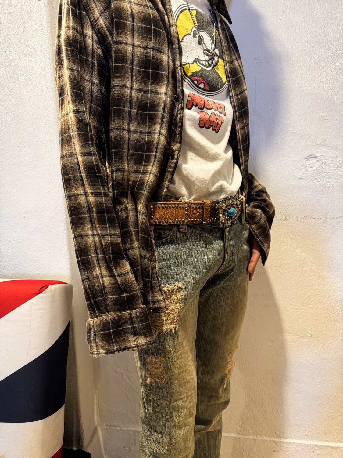 Vintage Brown Check Shirt 상품이미지4