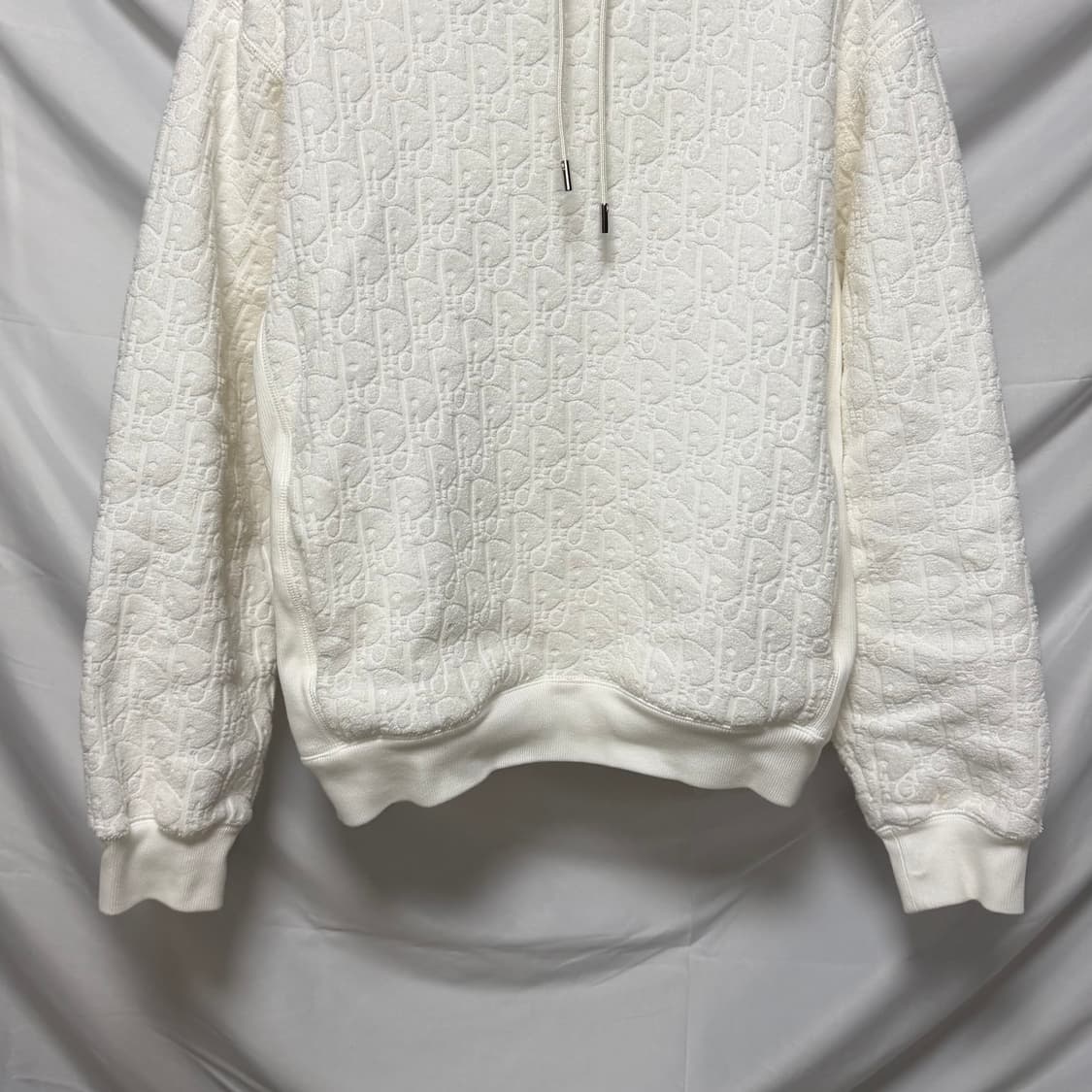 [S급/L] 디올 오블리크 코튼 테리 후드티 화이트 상품이미지3