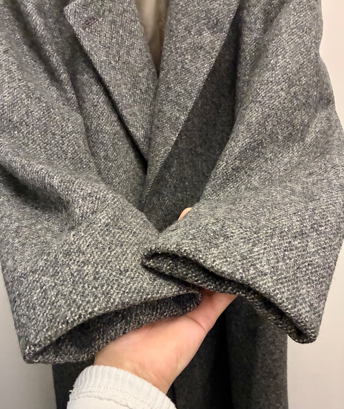 90s USA LARRY LEVINE 울 헤링본 더블 브레스티드 롱코트 상품이미지6