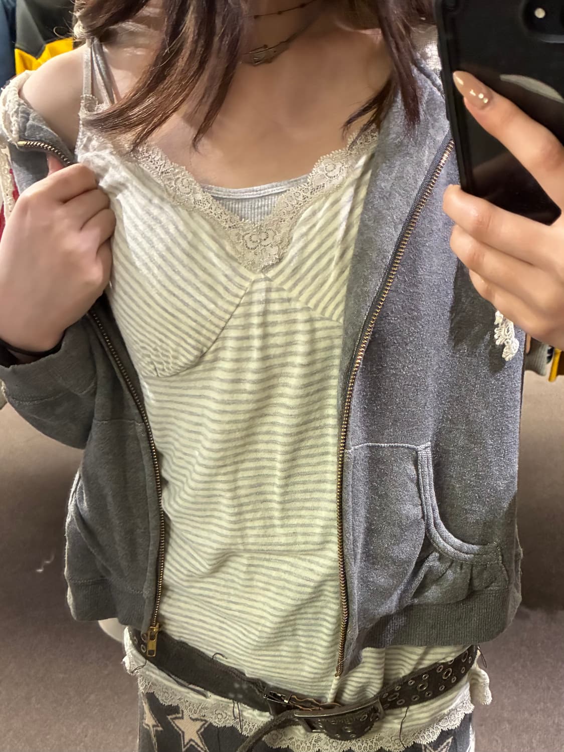 L)유니클로 일본 빈티지 줄무늬 나시 슬리브리스 상품이미지2