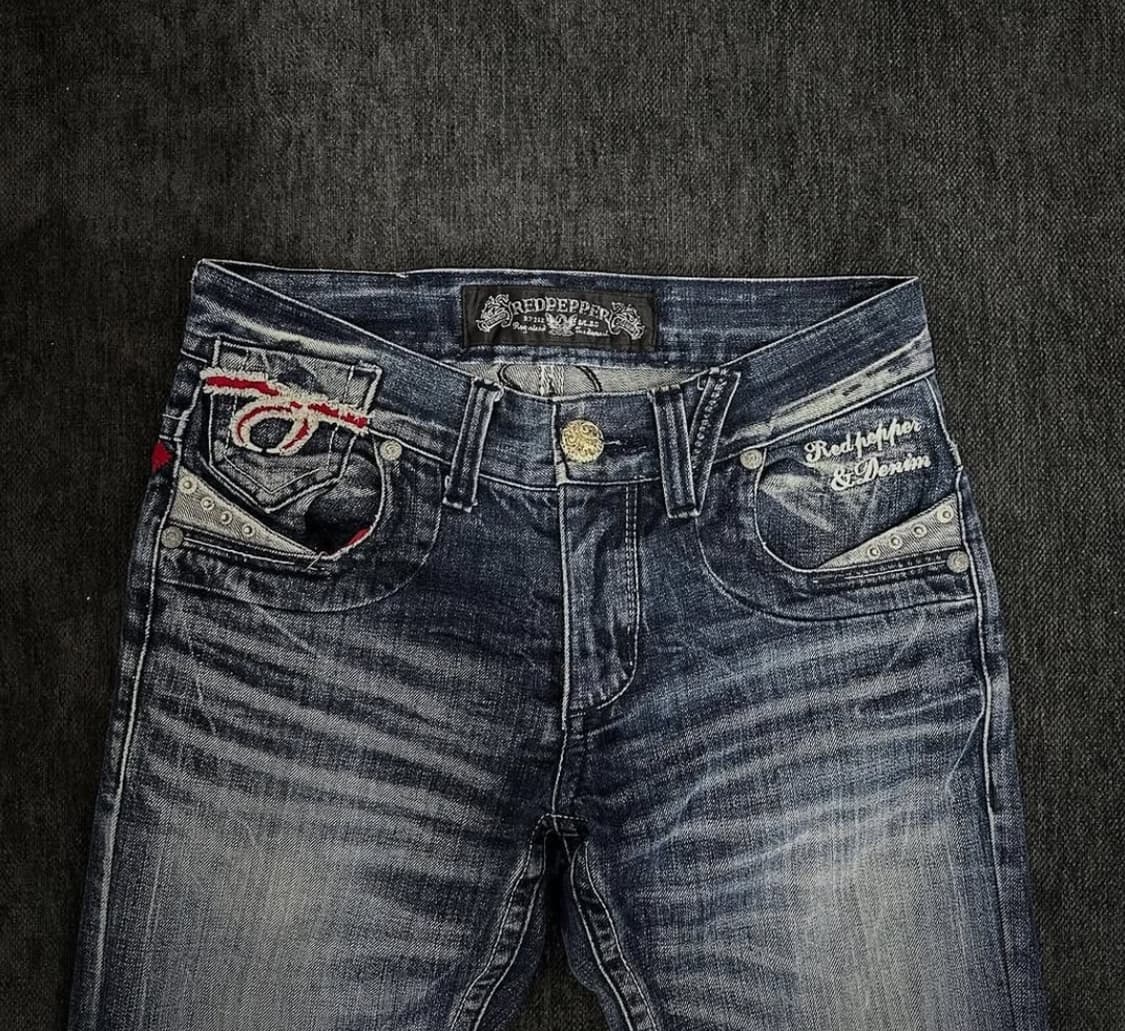 Red pepper 00's skull embroider denim 상품이미지3