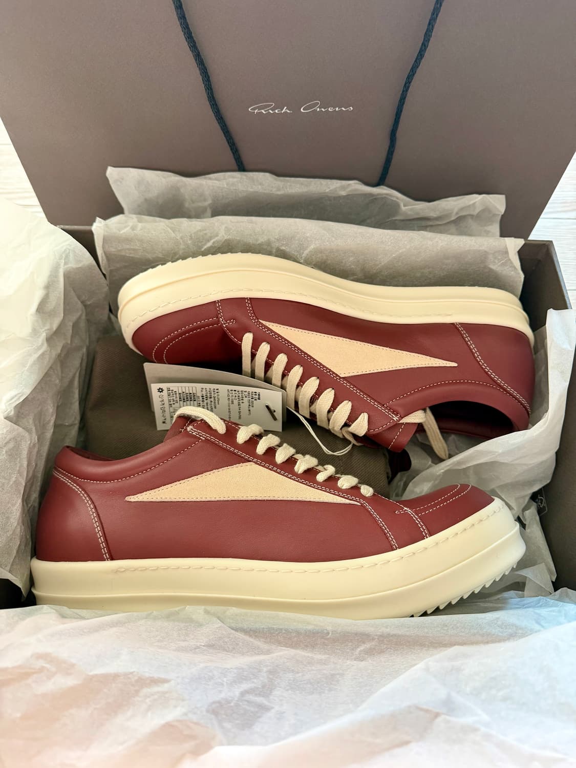 릭 오웬스 버건디 스니커즈 42 (새상품) 상품이미지1