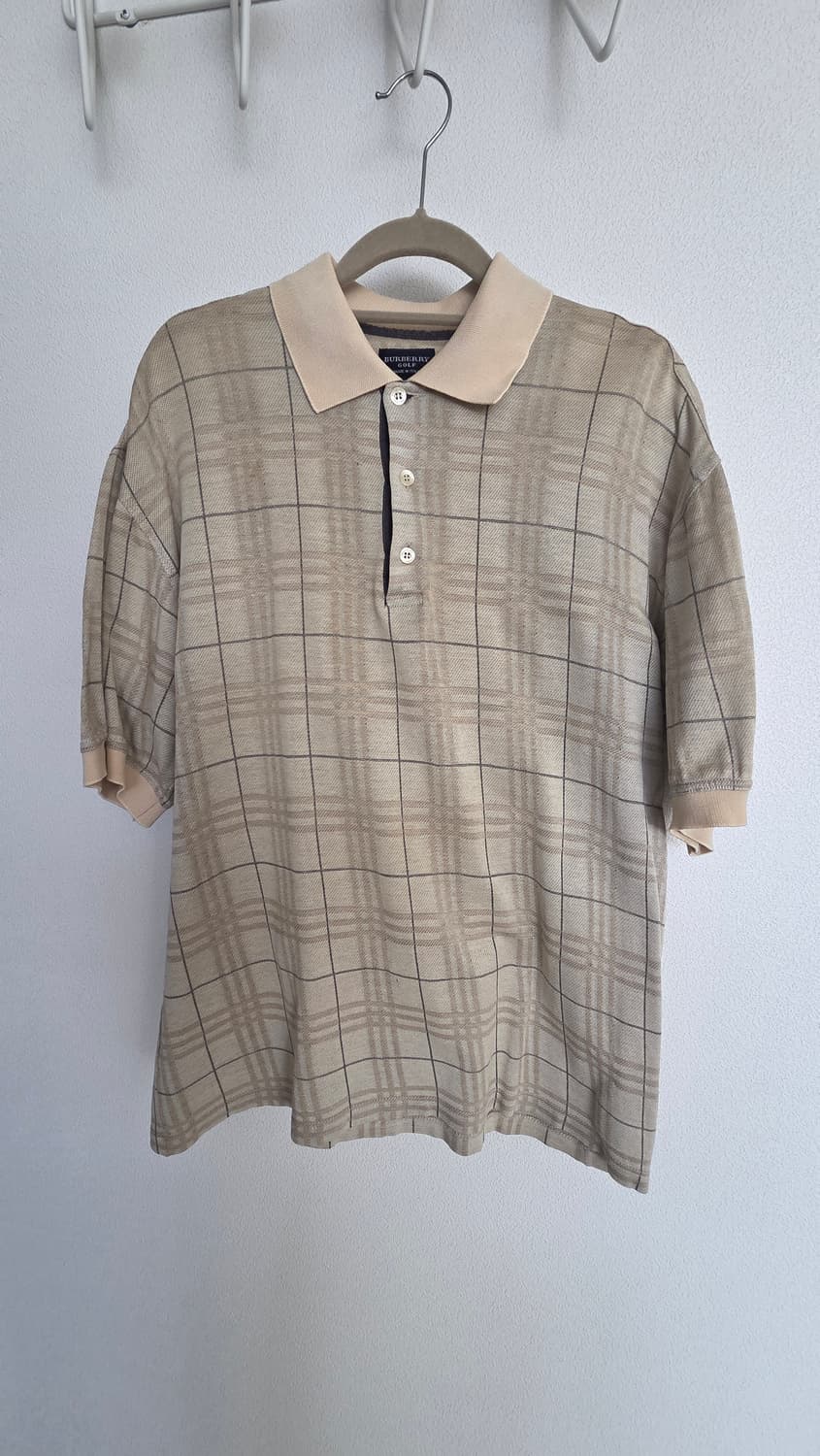 버버리 골프 남성 체크 반팔 폴로 티셔츠 상품이미지1