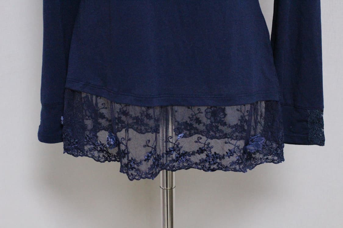 액시즈팜 갸루 레이스 셔링 플라워 큐빅 긴팔 티셔츠 상품이미지5