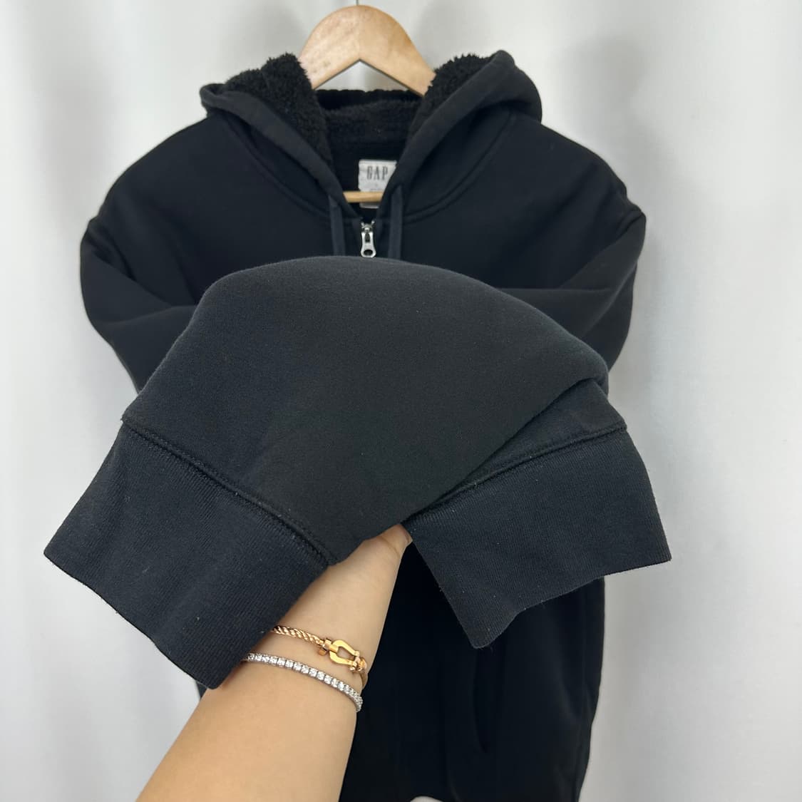   갭 남성 기모 도톰한 후드집업 검정 L  상품이미지3