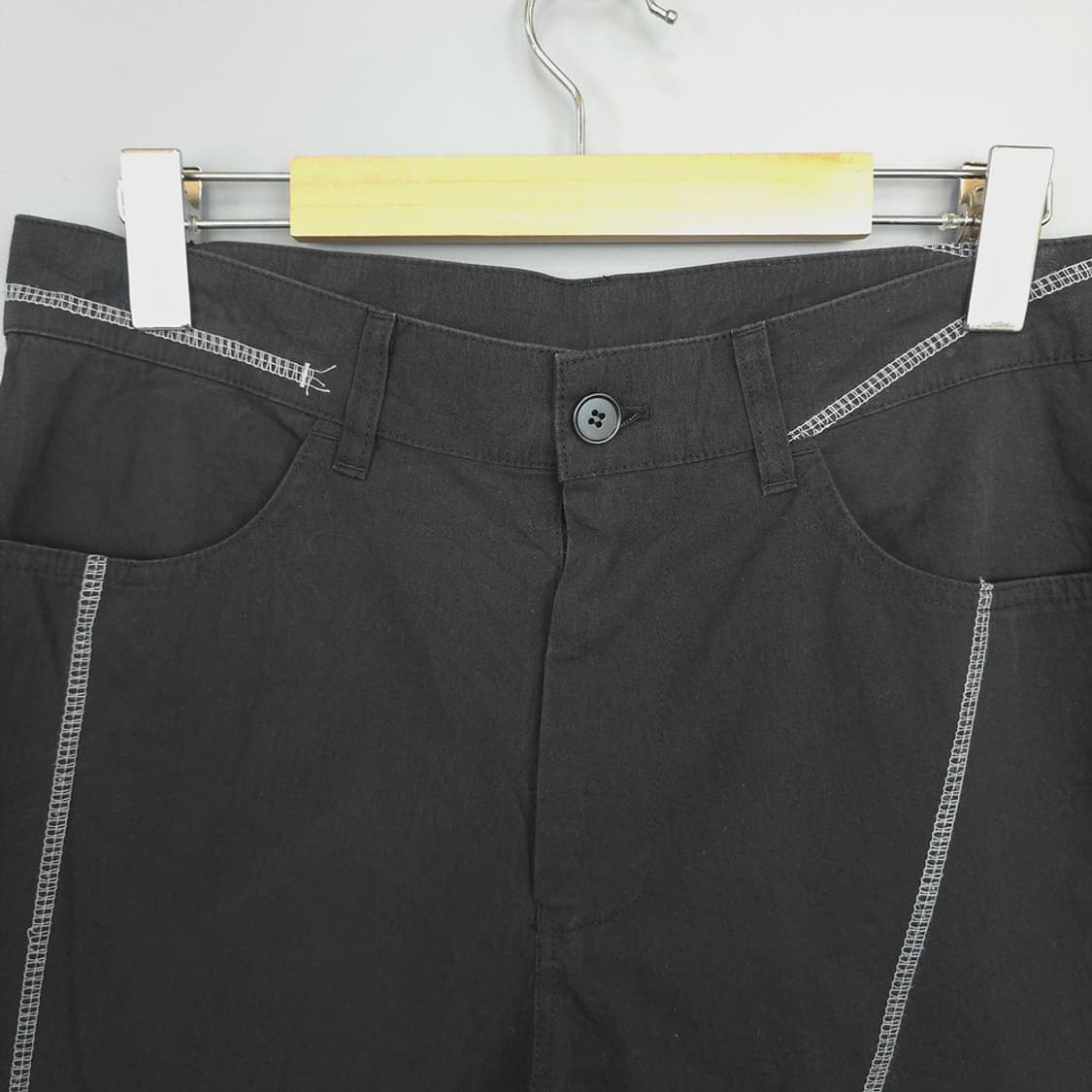 노매뉴얼 S.L PANTS 절개 배색 디테일 블랙 팬츠 M 상품이미지3